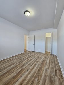 1 room after left angle window is behind